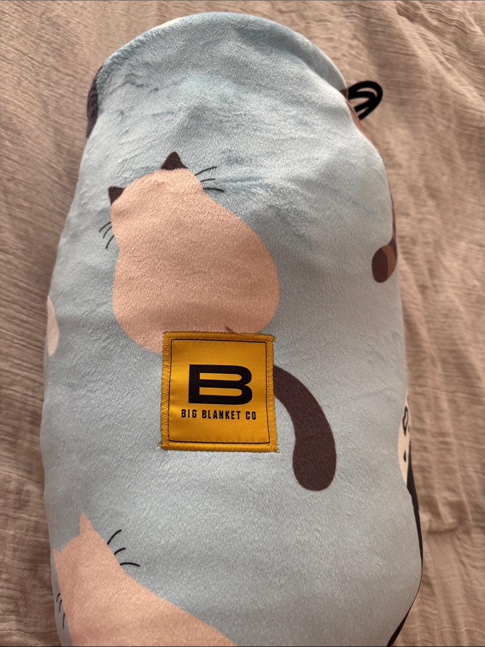 Big Blanket Co. Plush Cat Print Throw - Light Blue Like New Stretch